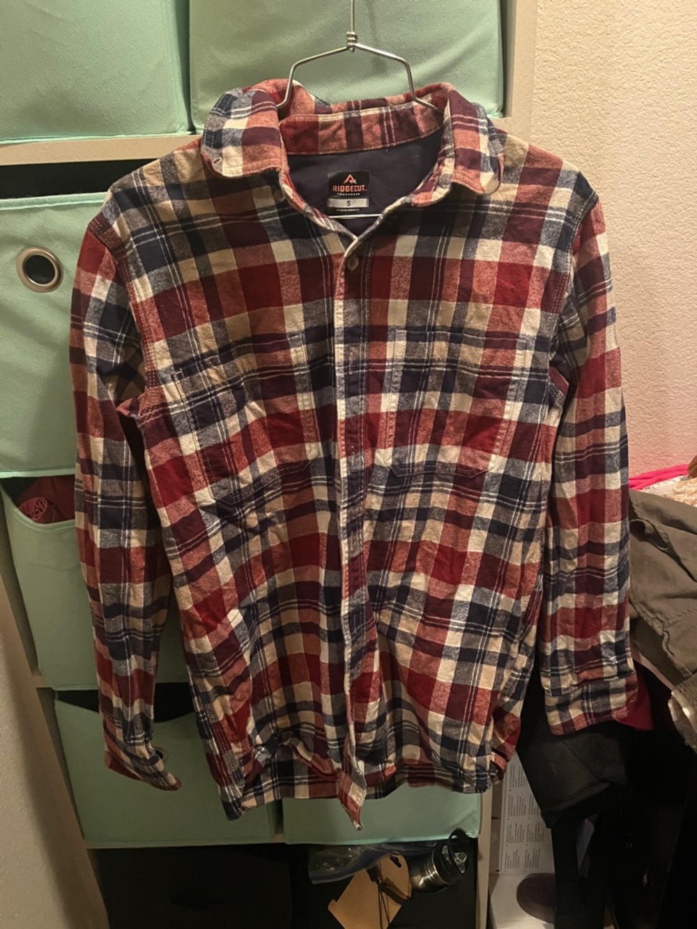 Ridgecut Red & Navy Plaid Long Sleeve Shirt Jacket